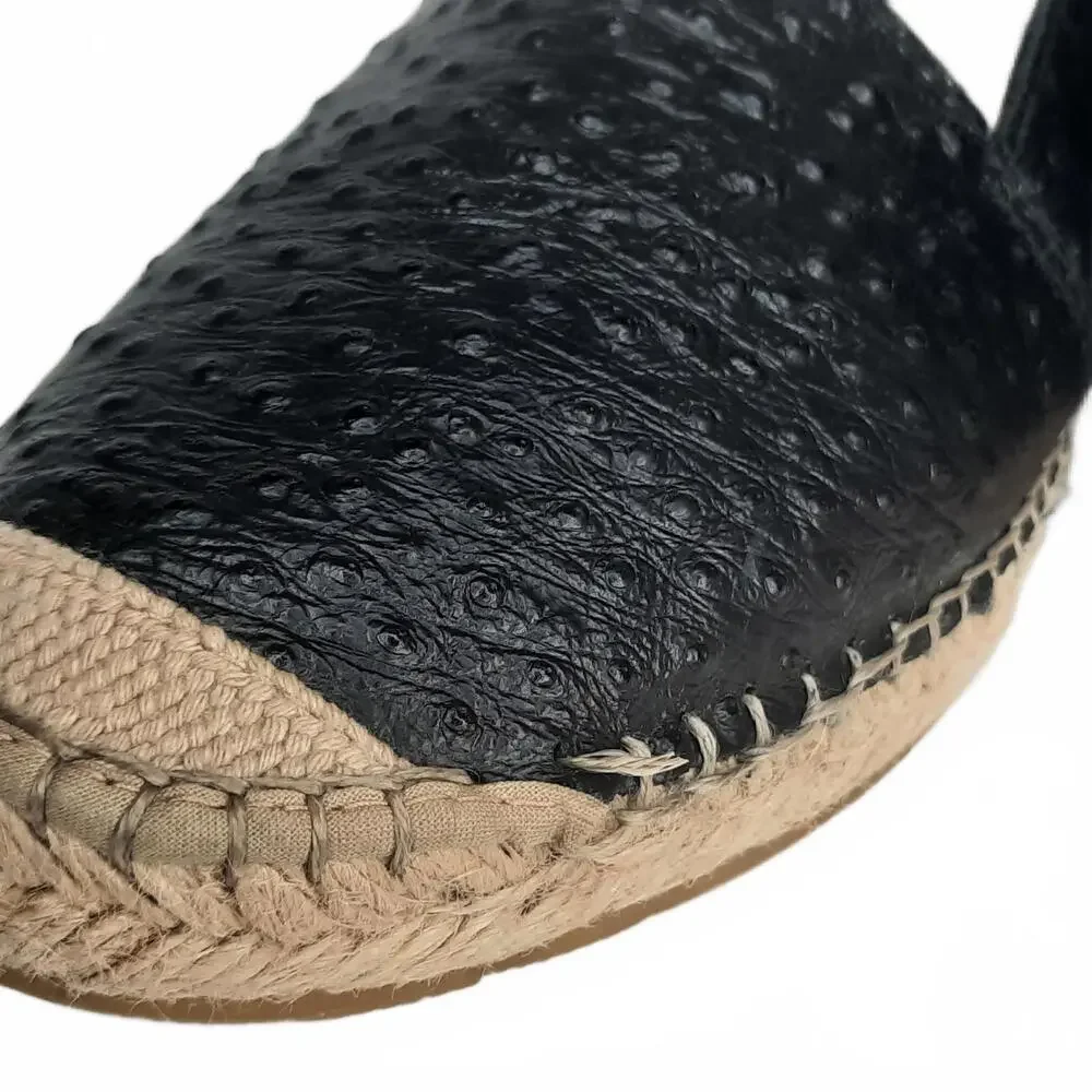 Fabiolas Black Pebbled Espadrille Slip-Ons Women's‎ Size 41 Made in Spain